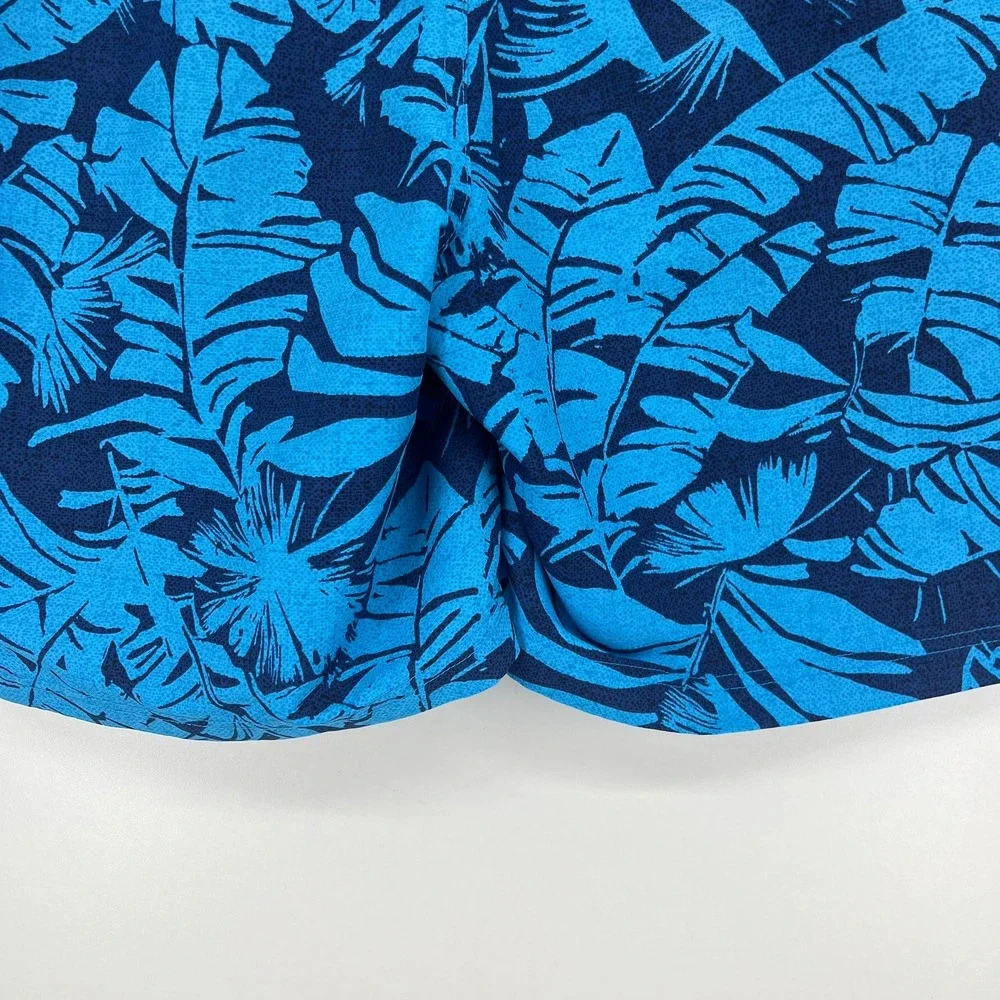 Eddie Bauer Mens Blue Tropical Palm Leaf Print Swim‎ Trunks Mesh Lining Size M